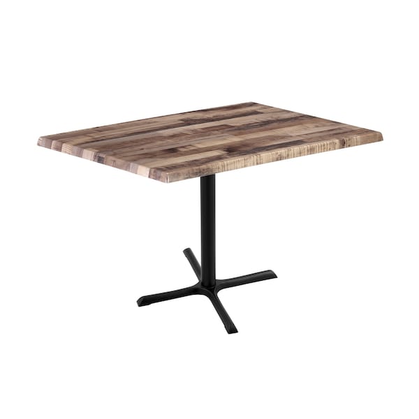 36" Tall OD211 Black Table Base 30" x 30" Foot 30" x 48" Rustic Top by the HollBar Stool Co.